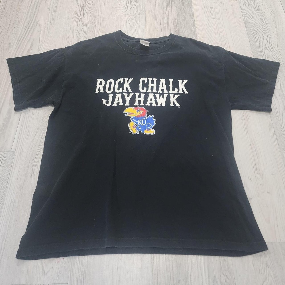 Kansas Jayhawks black cotton t-shirt Size L